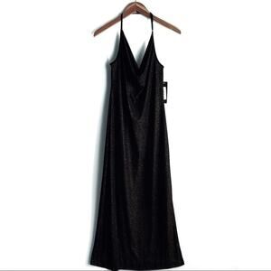 🆕 Bebe black and gold slinky sexy halter dress NWT
